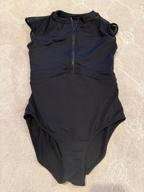 Kids Bloch Black Zip-Front One-Piece Leotard 14